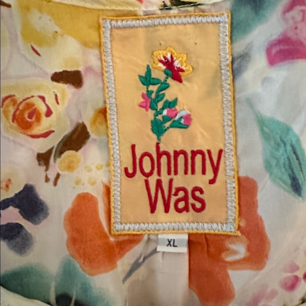 Johnny Was Multicolor Floral Top with Lace - Picture 3 of 5